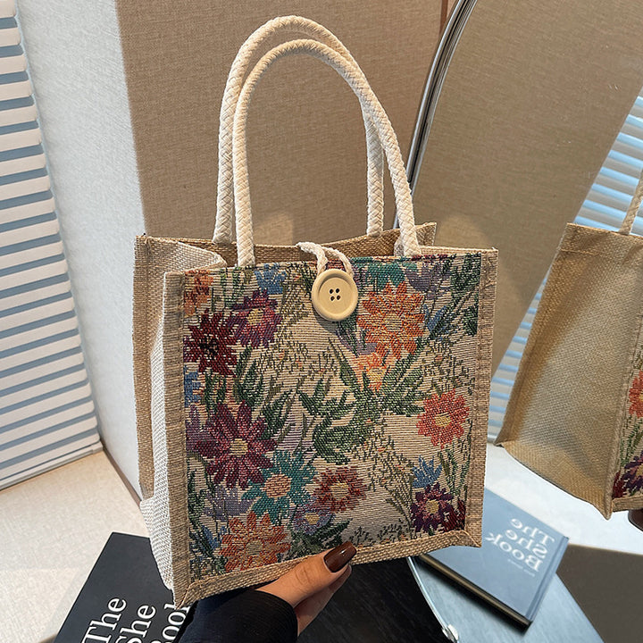 Decorative Floral Print Tote Bag