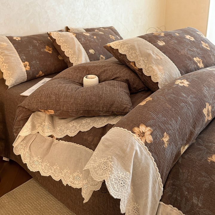 Vintage Floral Embellished Bedding Set