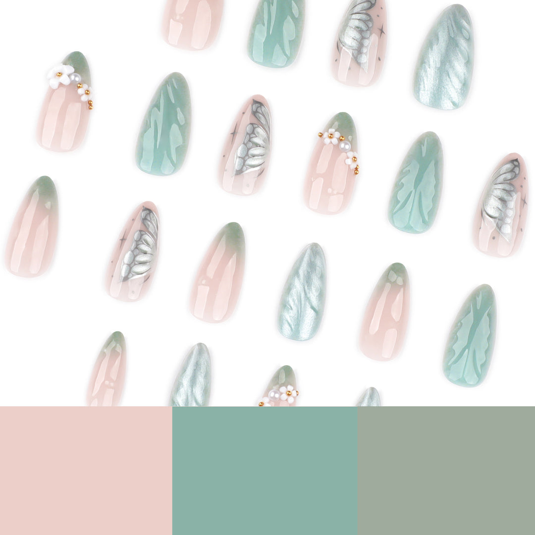 Artful stiletto nails with floral and decorative design Stornfield