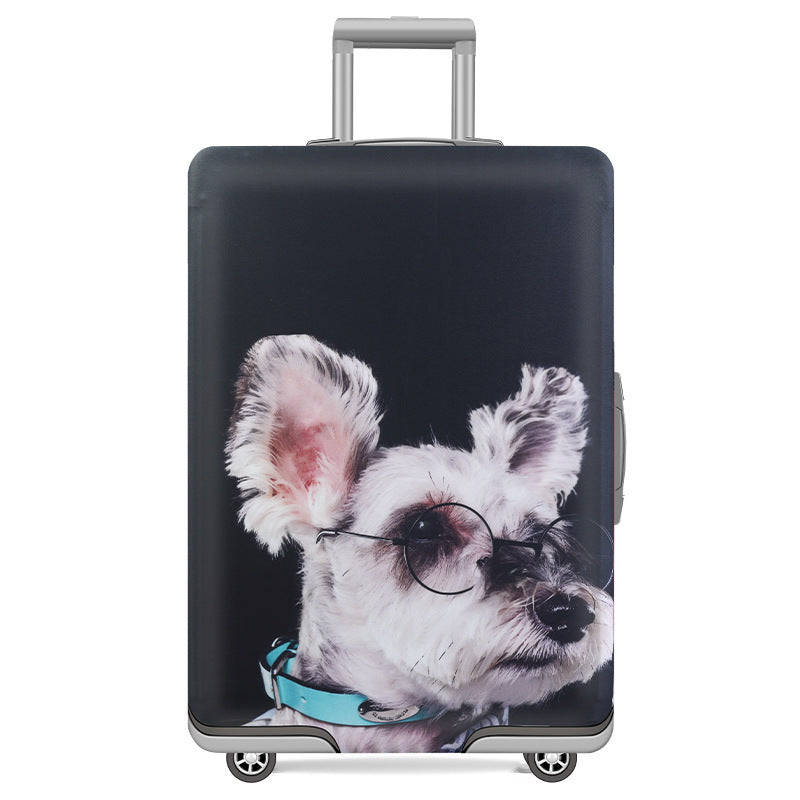 Unisex nan elastic motif suitcase cover made of stretchable polyester with handle and wheel openings Stornfield