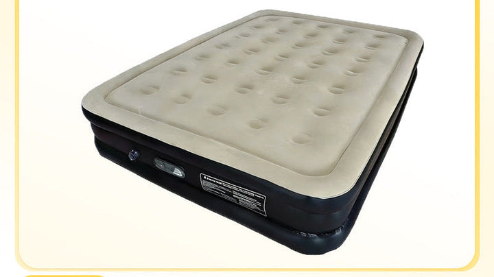 electric inflatable single air mattress with integrated auto pump, flocked tufted sleeping surface and raised edge support Stornfield