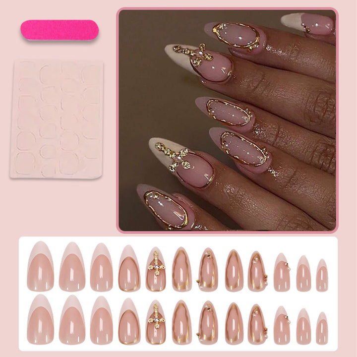 Acrylic Nail Set with Elegant Bows and Glamorous Accent Stornfield