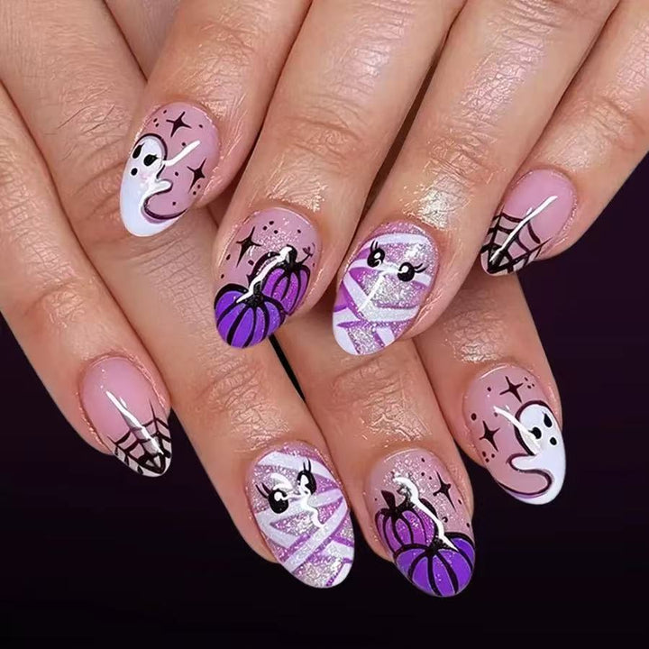 Artificial Nail Set with Creepy Halloween Designs Stornfield
