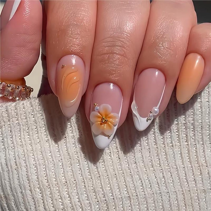 Decorative Floral Acrylic Nail Set Stornfield