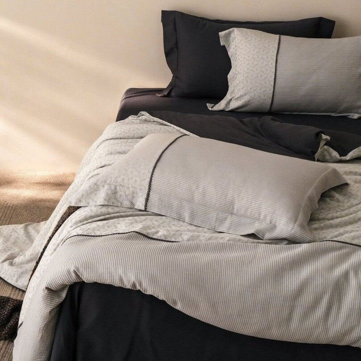 Luxurious bedding set made of washed cotton percale with fine waffle texture
