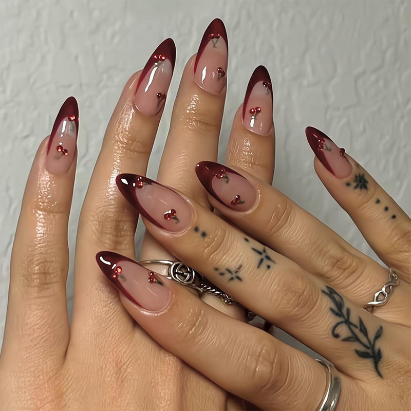 Acrylic nail set with fruity cherry design Stornfield