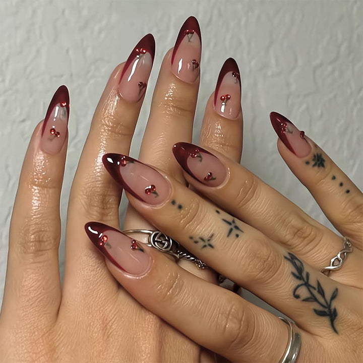 Acrylic nail set with fruity cherry design Stornfield