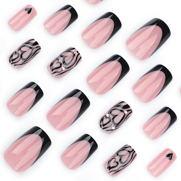 Artful Nail Extensions with Creative Heart and Wave Pattern Stornfield
