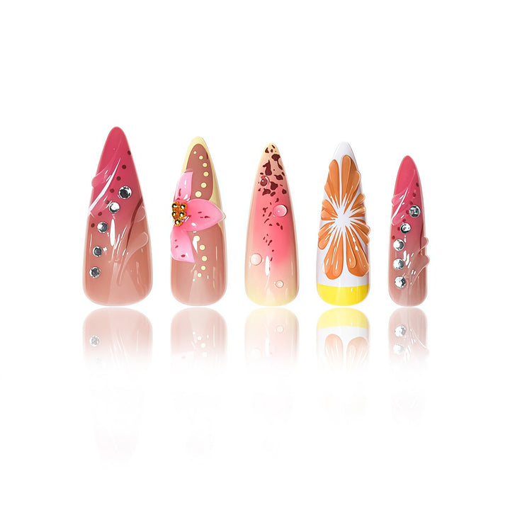 Floral Design Stiletto Nail Extensions Stornfield