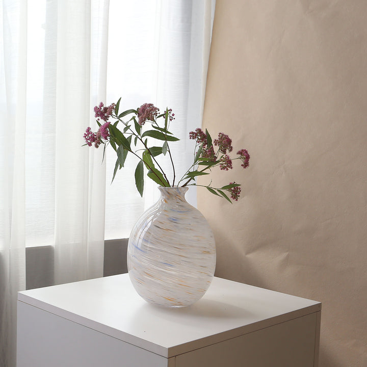 Handblown Swirl-Pattern Decorative Bulb Vase Stornfield