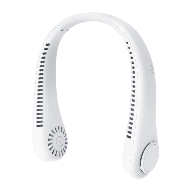 Unisex portable rechargeable neck fan with quiet dual fan adjustable air levels and ergonomic neckband Stornfield