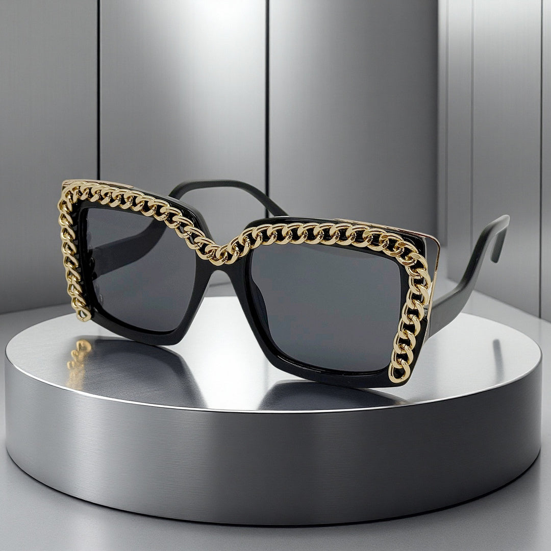 Women's fashionable oversized sunglasses with chain frame Stornfield