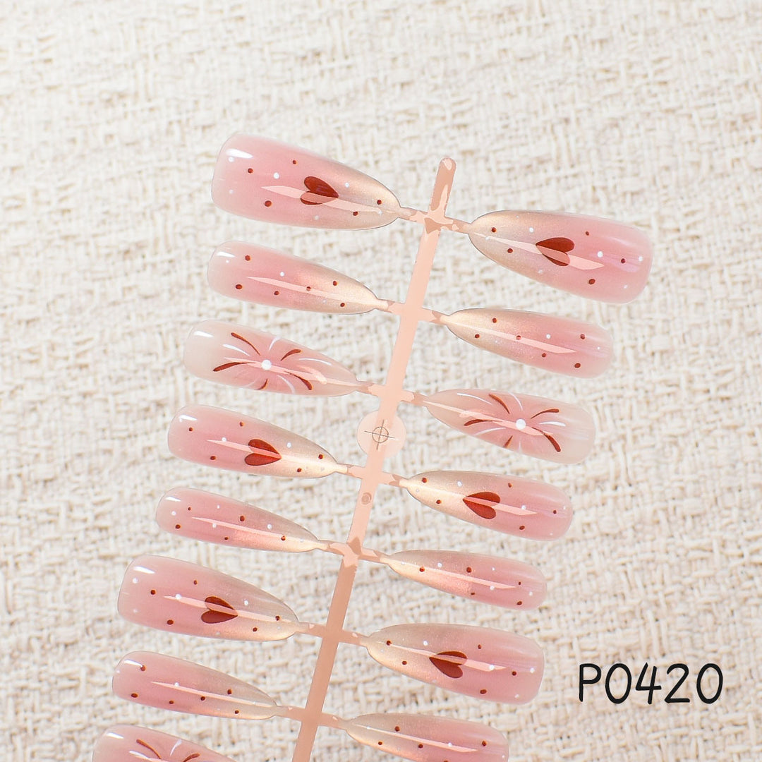 Decorative Press-On Nail Art Set with Floral Accents 1790745879