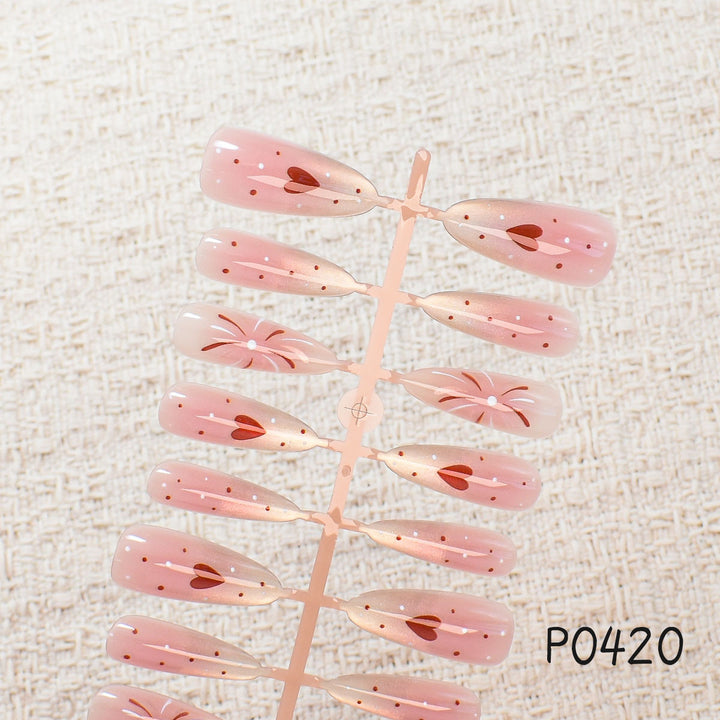Decorative Press-On Nail Art Set with Floral Accents 1790745879