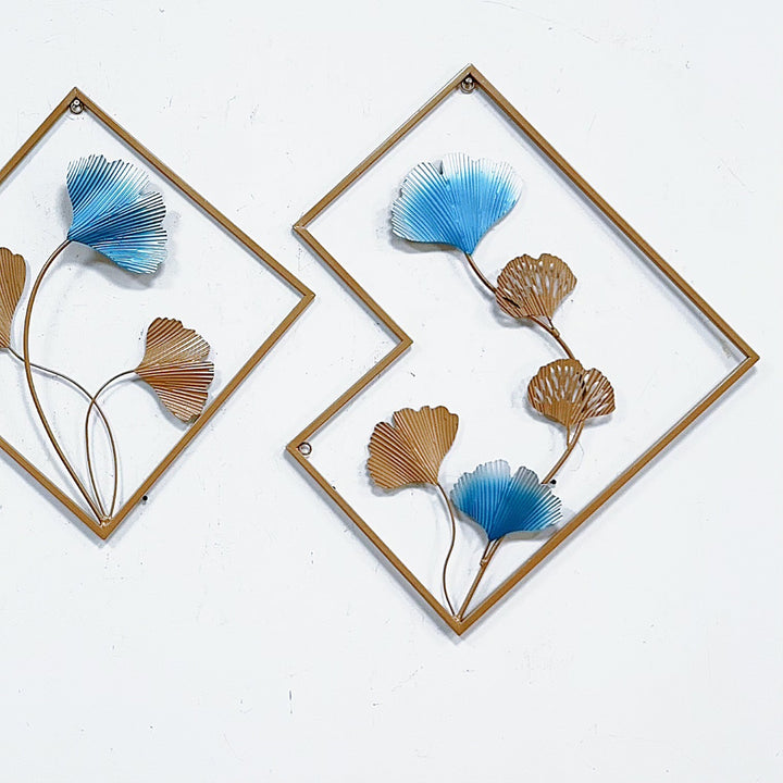 Decorative Metal Wall Art Set with Ginkgo Leaf and Floral Design Stornfield