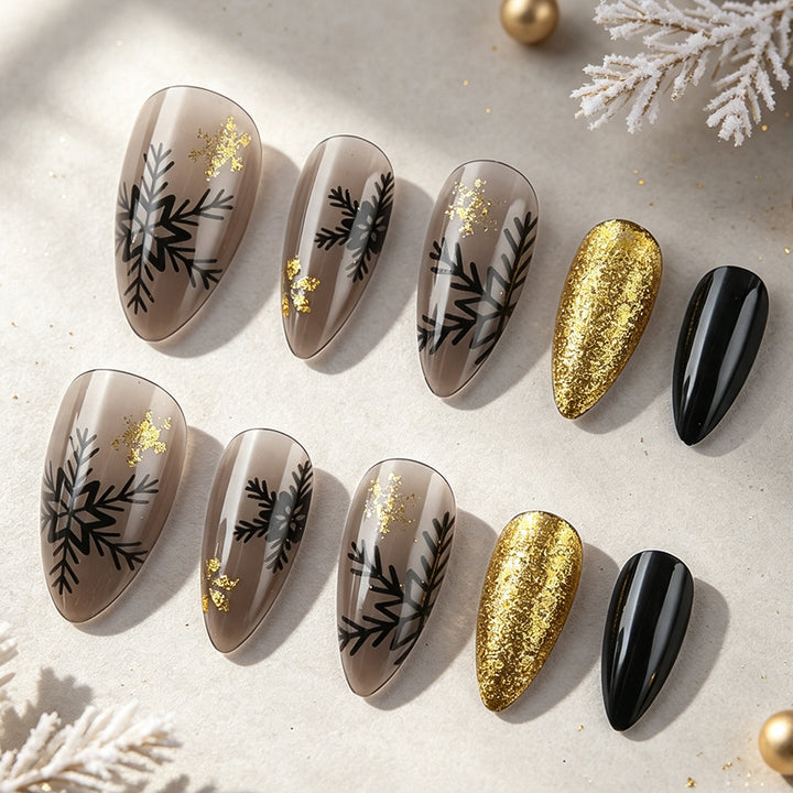 Elegant Winter-Themed Press-On Nail Set Stornfield