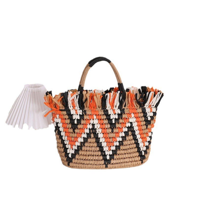 Stylish straw bag with eye-catching pattern Stornfield