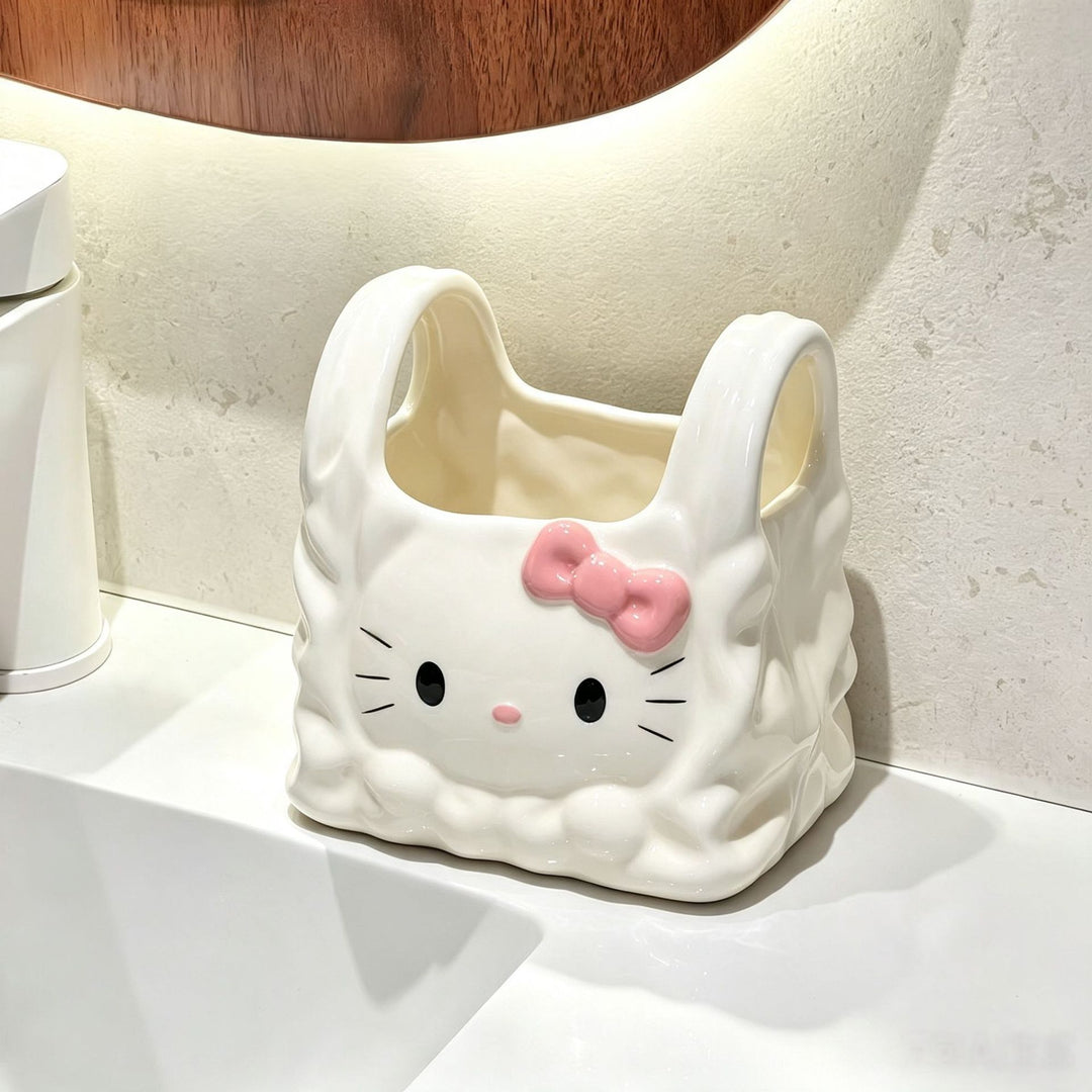 Cute Cat-Shaped Ceramic Organizer for Home Display