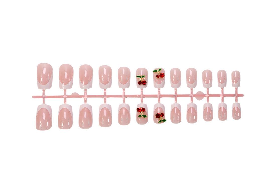 Artificial nail set with cheerful cherry motifs Stornfield