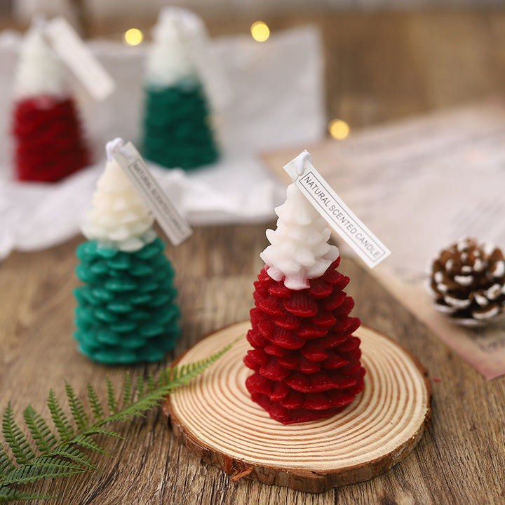 Layered Pine-Form Scented Sculptural Candle with Decorative Gift Box