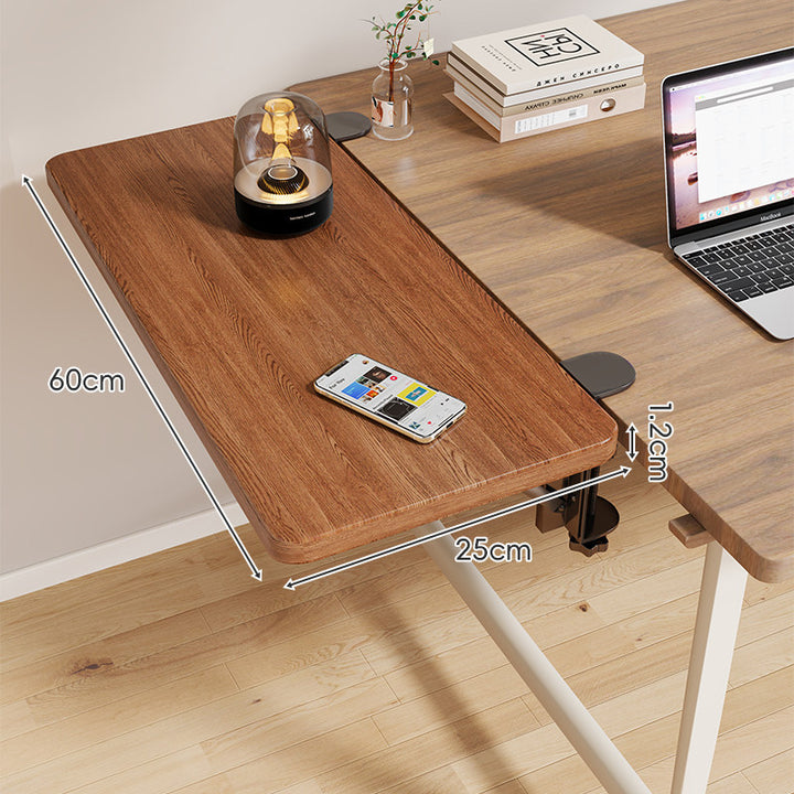 Clamp-On Adjustable Wooden Desk Side Shelf Extension with Foldable Bracket