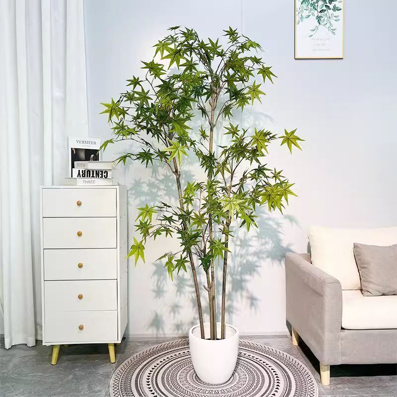 Lifelike Artificial Maple Tree with Decorative Basket