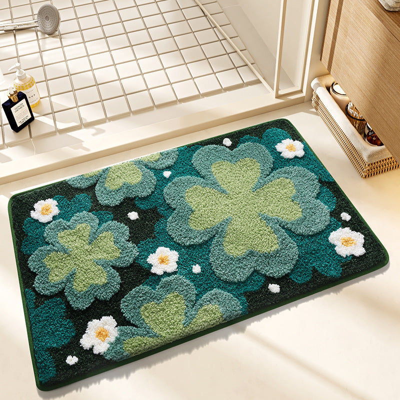Plush Floral Design Bath Mat Stornfield