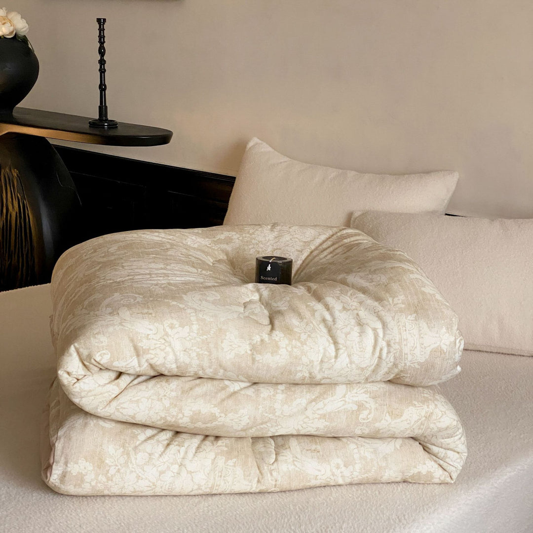 Plush Quilted Microfiber Down-Alternative Comforter with Subtle Damask Jacquard