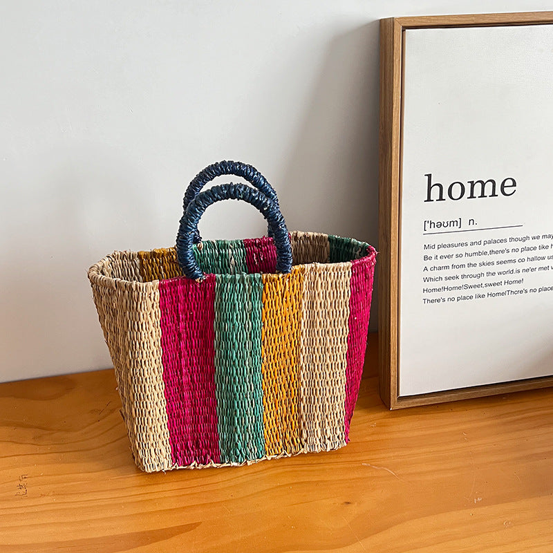 Women's versatile and handcrafted tote bag made of colorful seagrass Stornfield