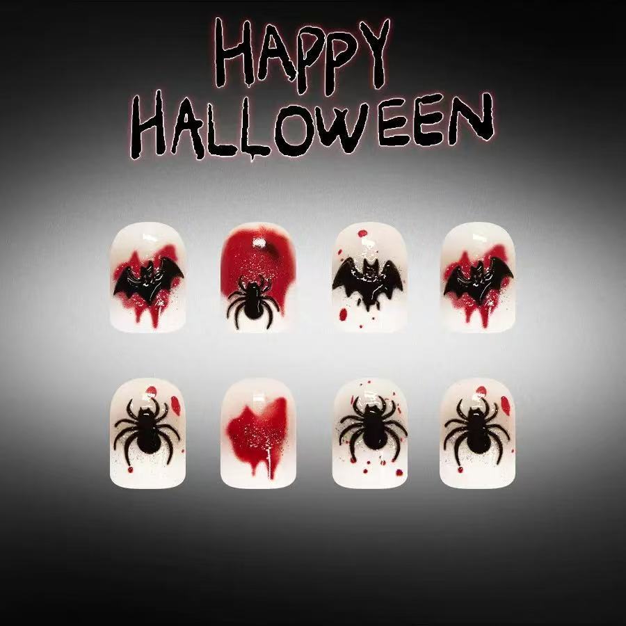 Halloween Fake Nail Set with Stylish Spider Web and Vampire Designs Stornfield
