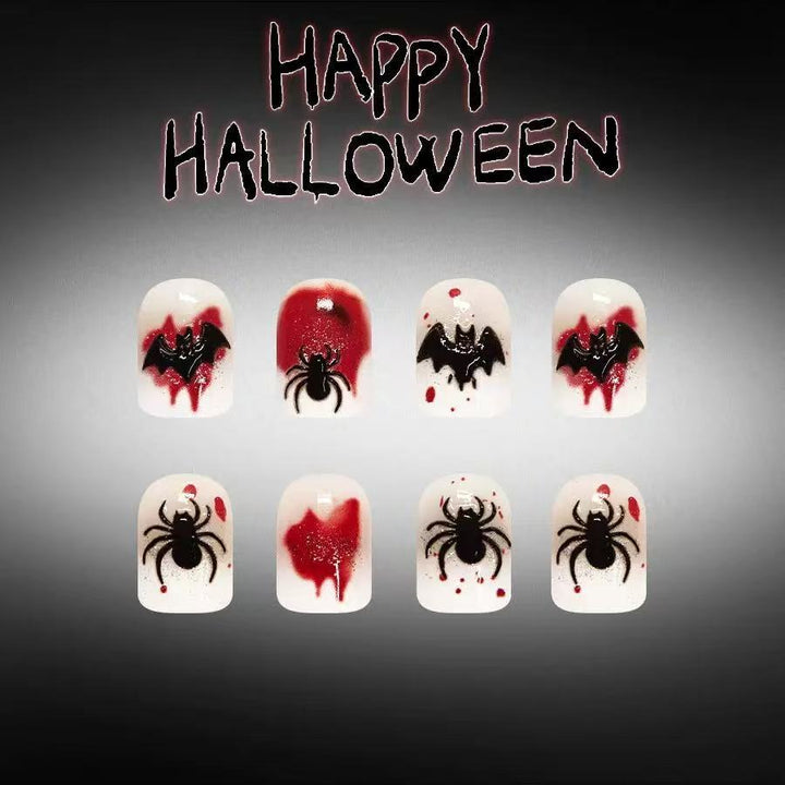 Halloween Fake Nail Set with Stylish Spider Web and Vampire Designs Stornfield