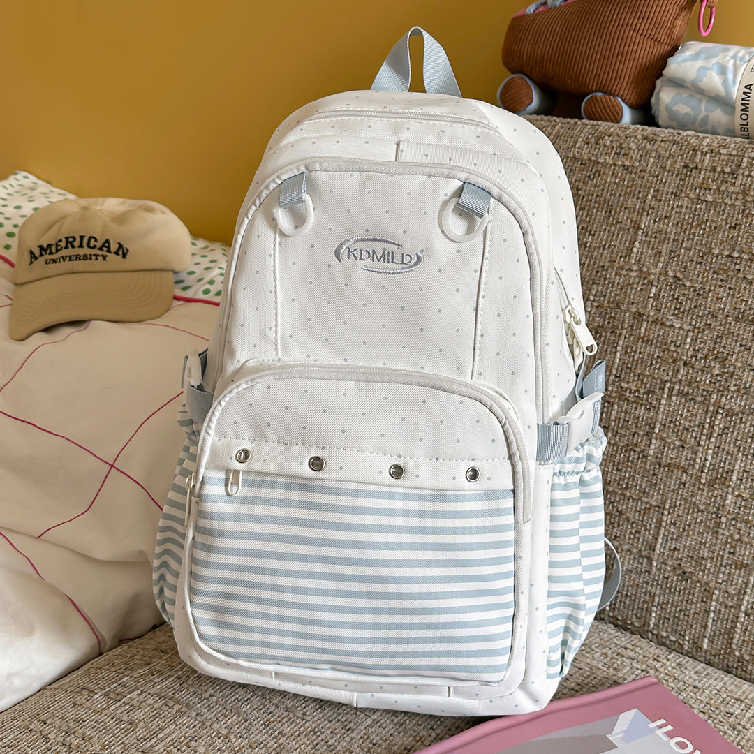 Versatile Polka Dot and Striped Design Backpack Stornfield