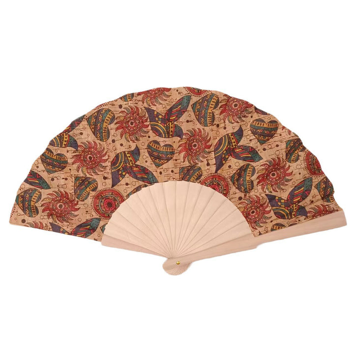 Ladies handcrafted fan made of cork and wood Stornfield
