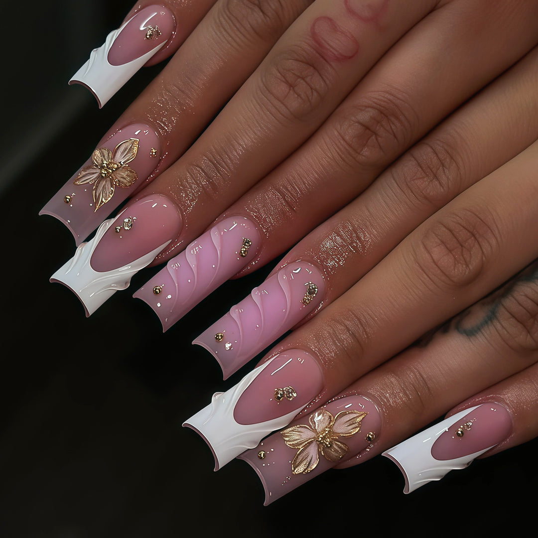 Elegant Floral Nail Art Press-On Set Stornfield