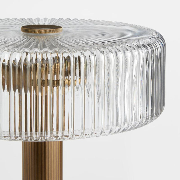 Elegant Ribbed Glass and Gold Table Lamp