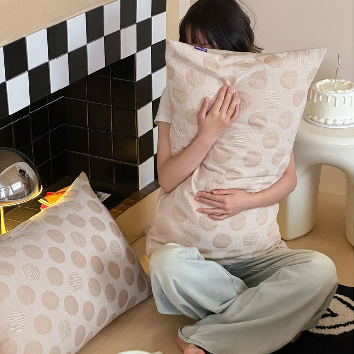 Cotton Reversible Polka Dot Duvet Cover Set with Bunny Appliqué