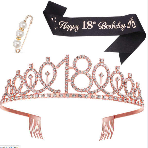 Ladies Sparkling Tiara with personalized 80th Birthday Inscription Stornfield