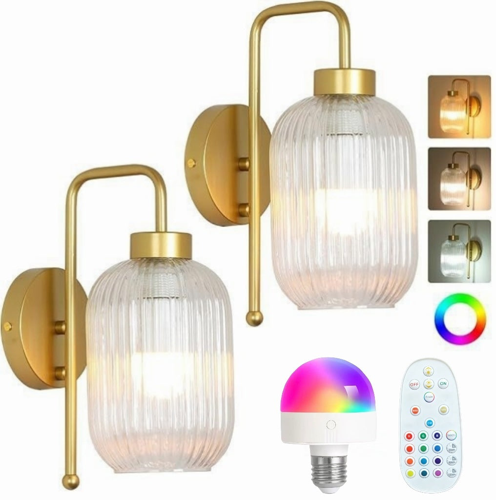 Contemporary Ribbed Glass Wall Light