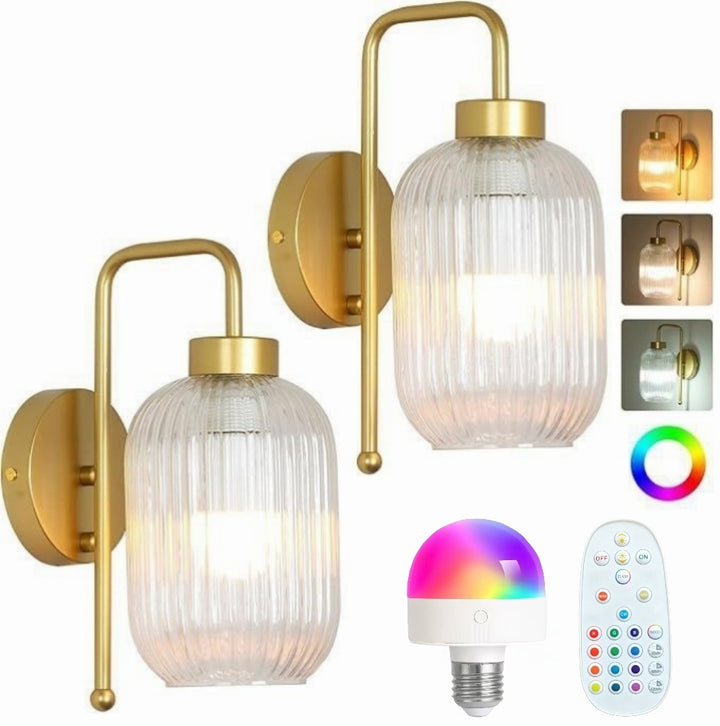 Contemporary Ribbed Glass Wall Light
