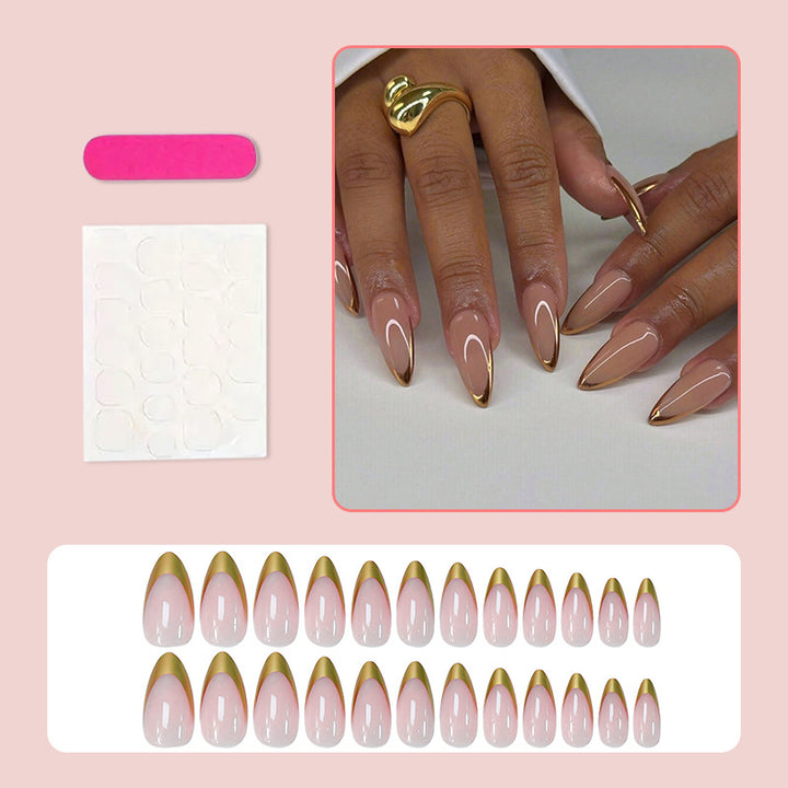 Artificial nails with elegant golden tip accent Stornfield