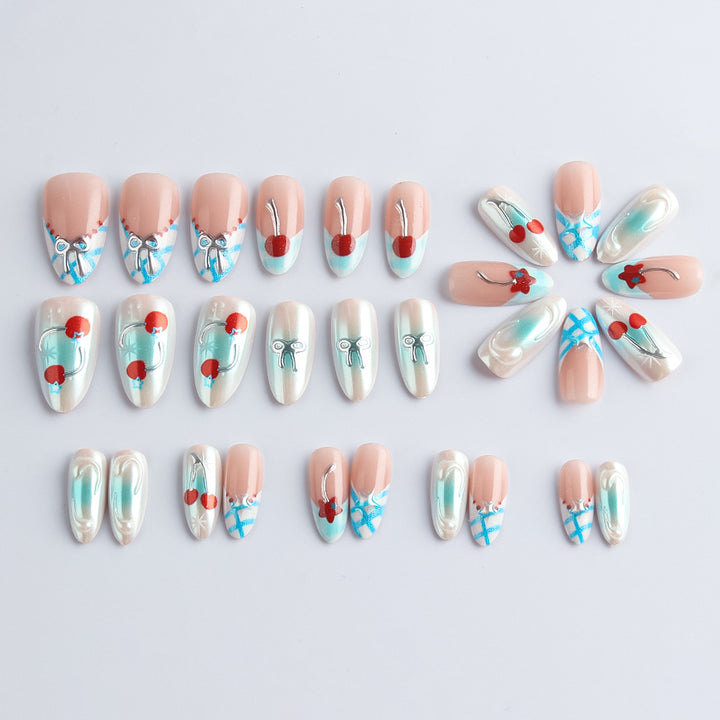 Decorative Cherry-Themed Press-On Nails Stornfield