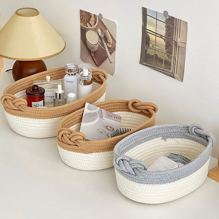 Women Versatile Storage Basket with Double Knot Accent Stornfield