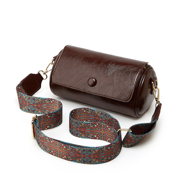 Stylish Round Leather Crossbody Bag