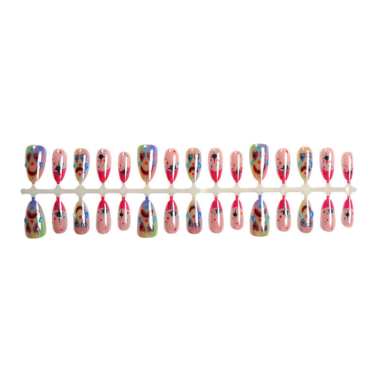 Whimsical Clown-Themed Press-On Nail Art