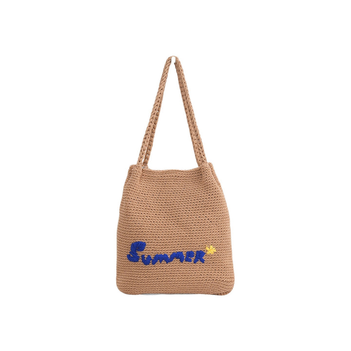 Handcrafted straw bag with summer motif Stornfield