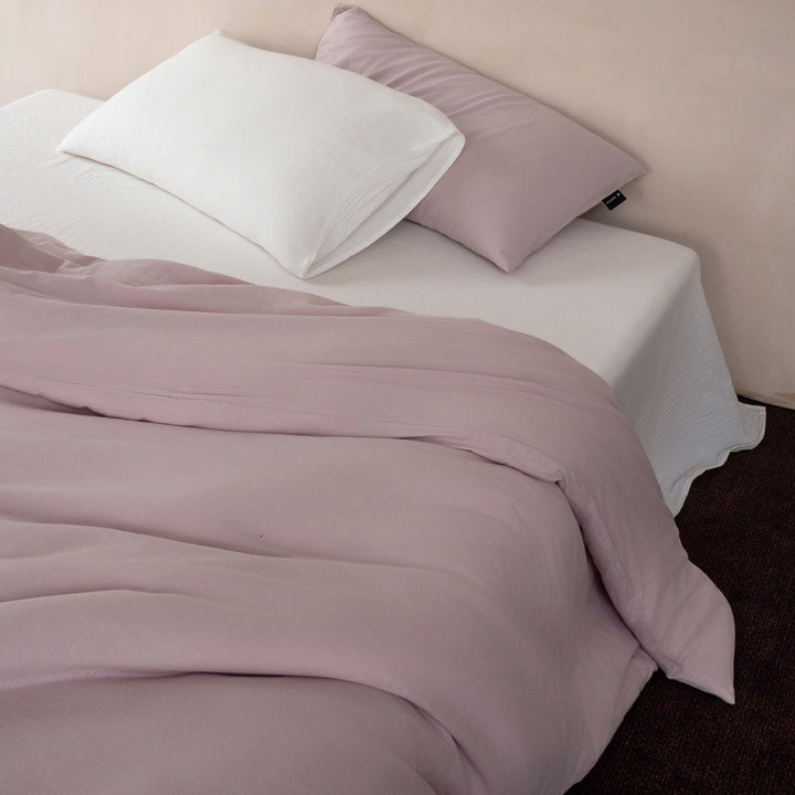 Washed Cotton Duvet Cover Set with Deep-Pocket Fitted Sheet & Oxford Pillowcases