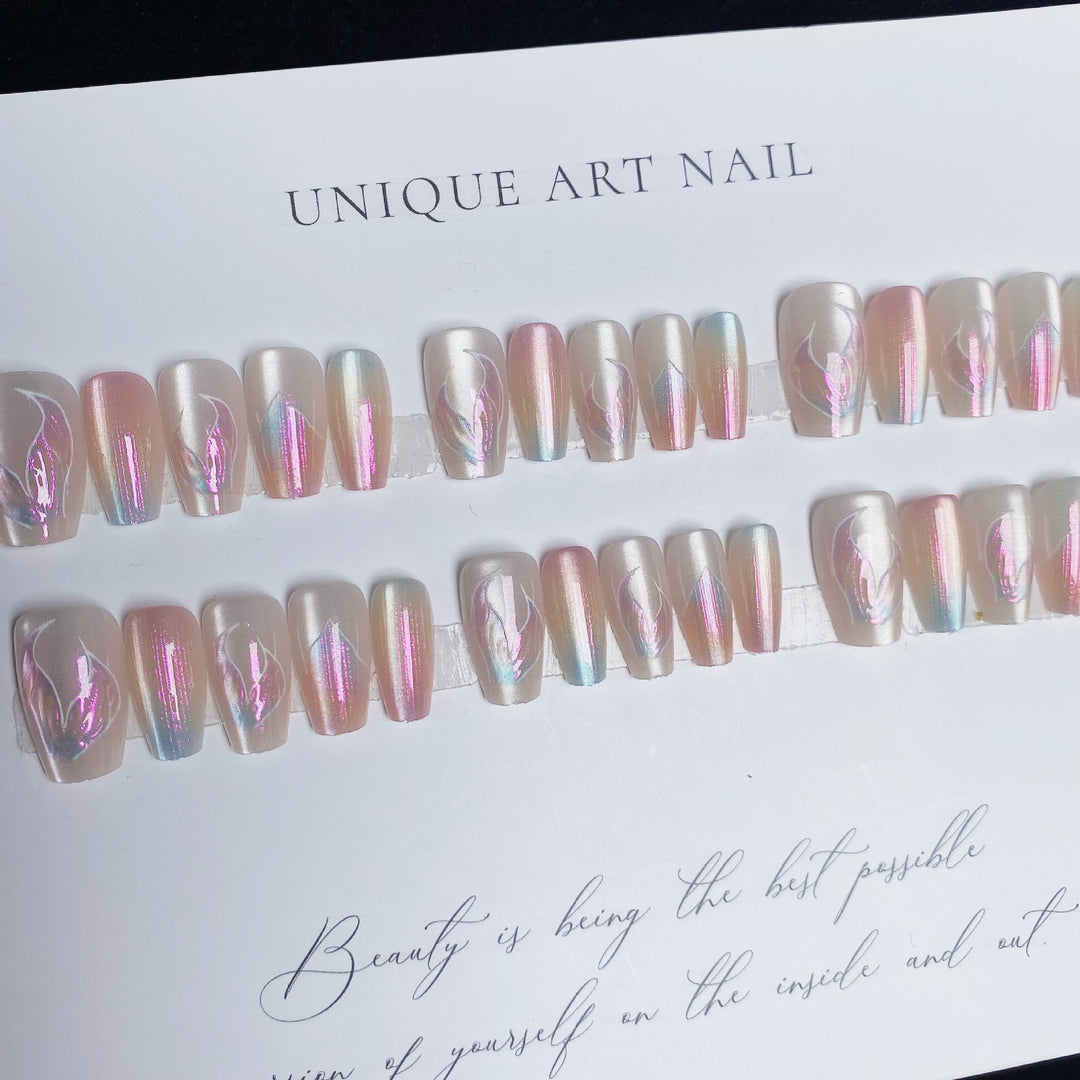 Iridescent Floral Press-On Nail Set