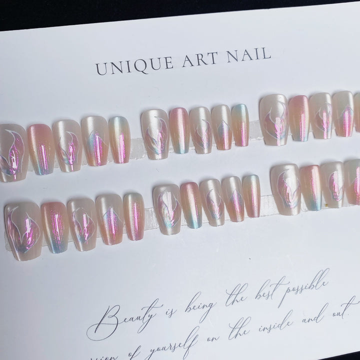 Iridescent Floral Press-On Nail Set