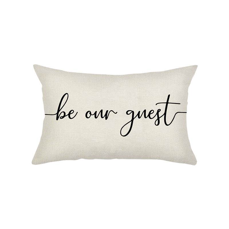 Hand-Lettered Script Lumbar Pillow Cover Linen-Blend with Heart Motif