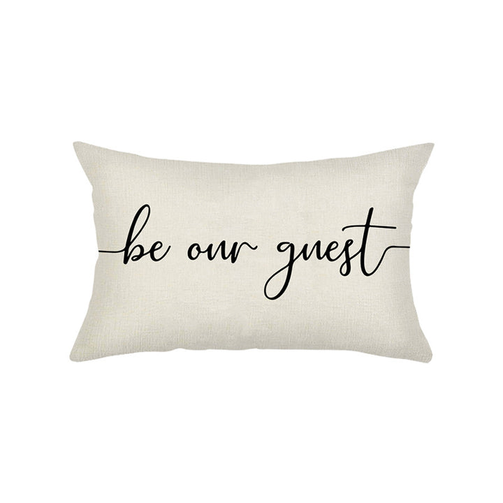 Hand-Lettered Script Lumbar Pillow Cover Linen-Blend with Heart Motif